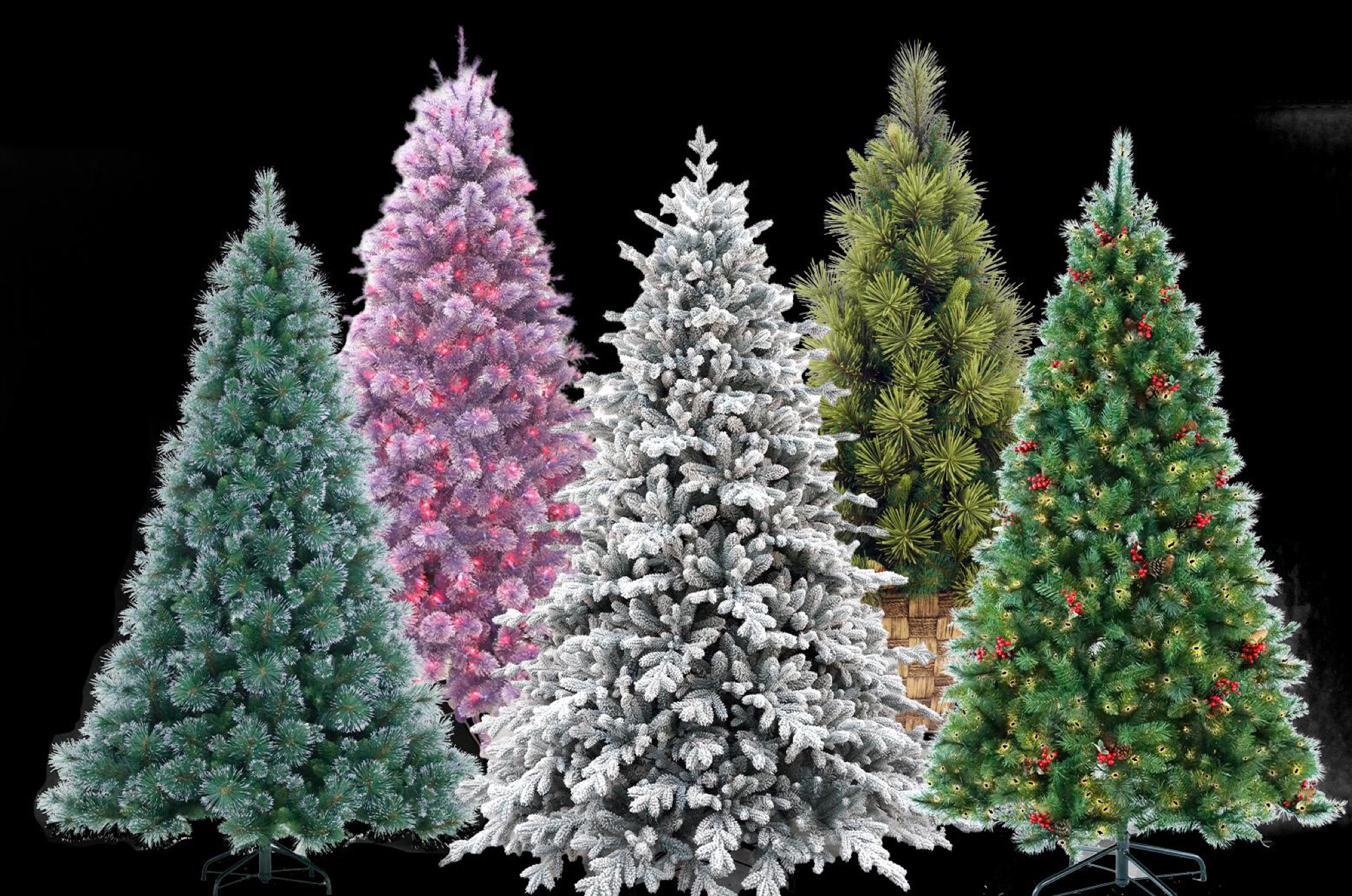 Range of artificial Christmas tree styles